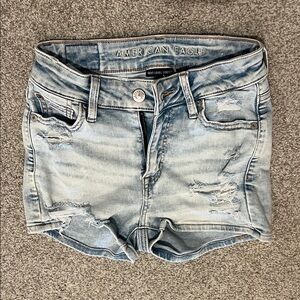 American Eagle Outfitters Light Wash Jean Shorts High Rise Shortie. Size 000